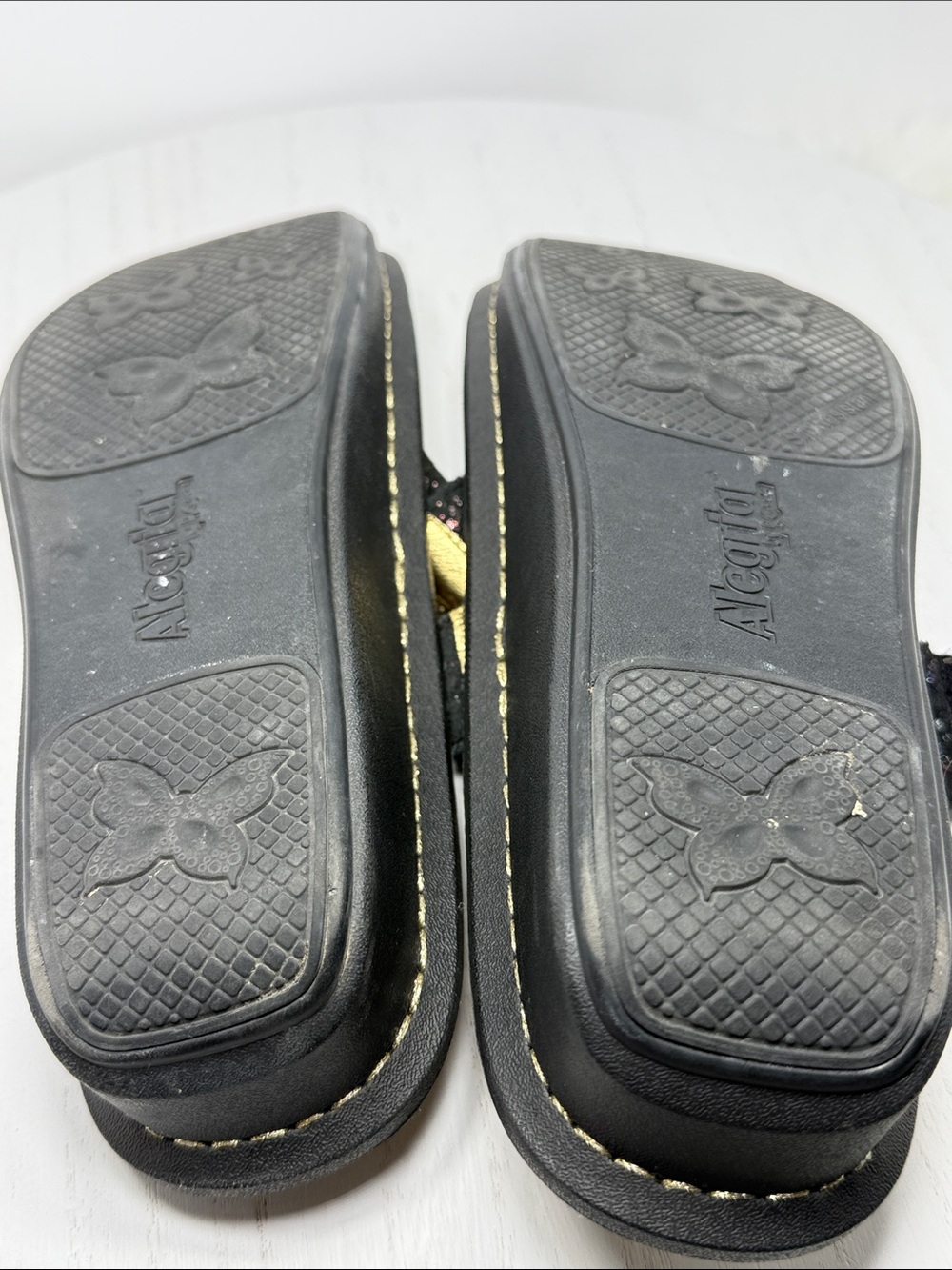 Alegria Black Iridescent Embellished Thong Sandals - Picture 8 of 9